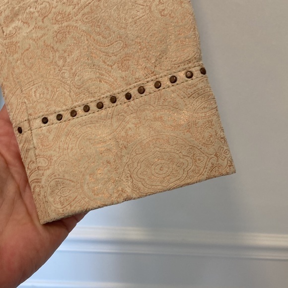 C CONCEPT Leather Jacket Tan with Paisley Rose Gold Design Size 8 - Picture 4 of 8